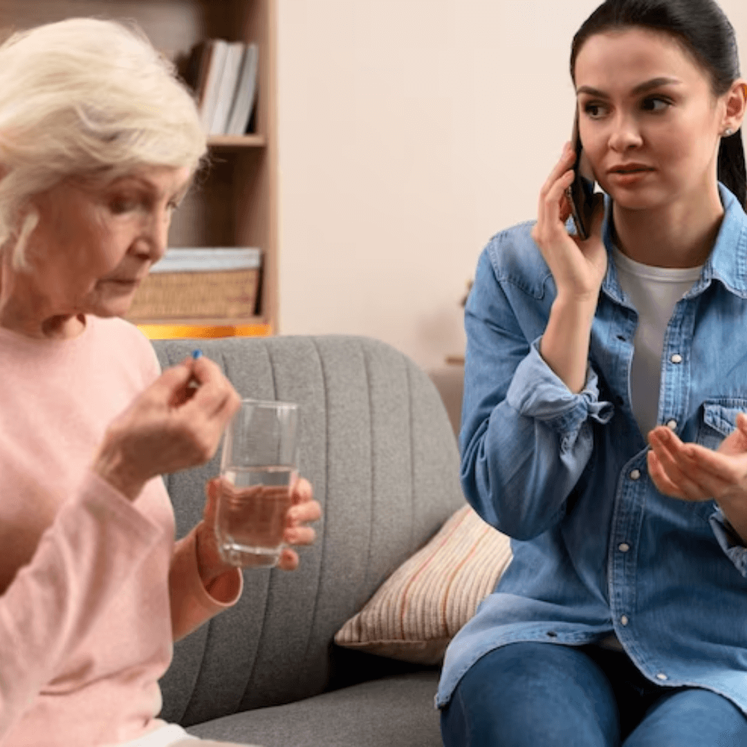 Home 6 filha cuidando da mae idosa